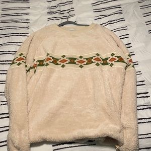 Urban Outfitters White Fleece Pullover Size L